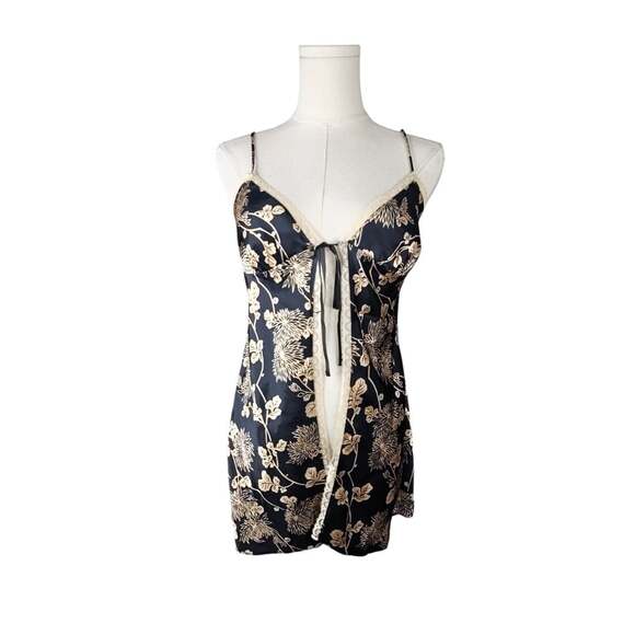 Victoria's Secret Other - Victoria's Secret Floral Satin Tie-Front Babydoll Slip Nightie Sz. XS